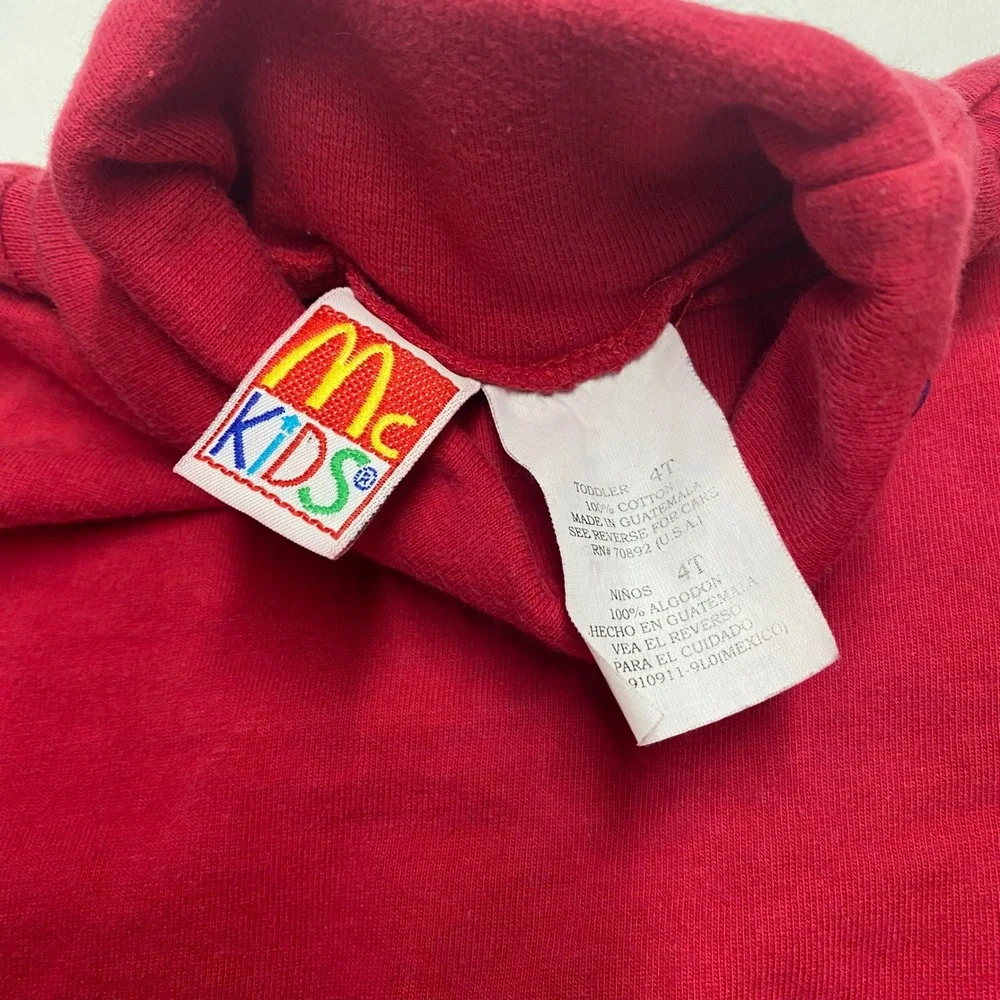 Vintage Mc Kids Red Long Sleeve Turtleneck Top Embroidered Sneaker 4T Cotton